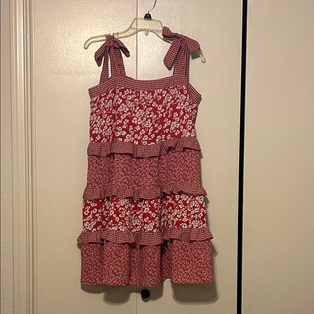 ODDY Red Floral Midi Dress